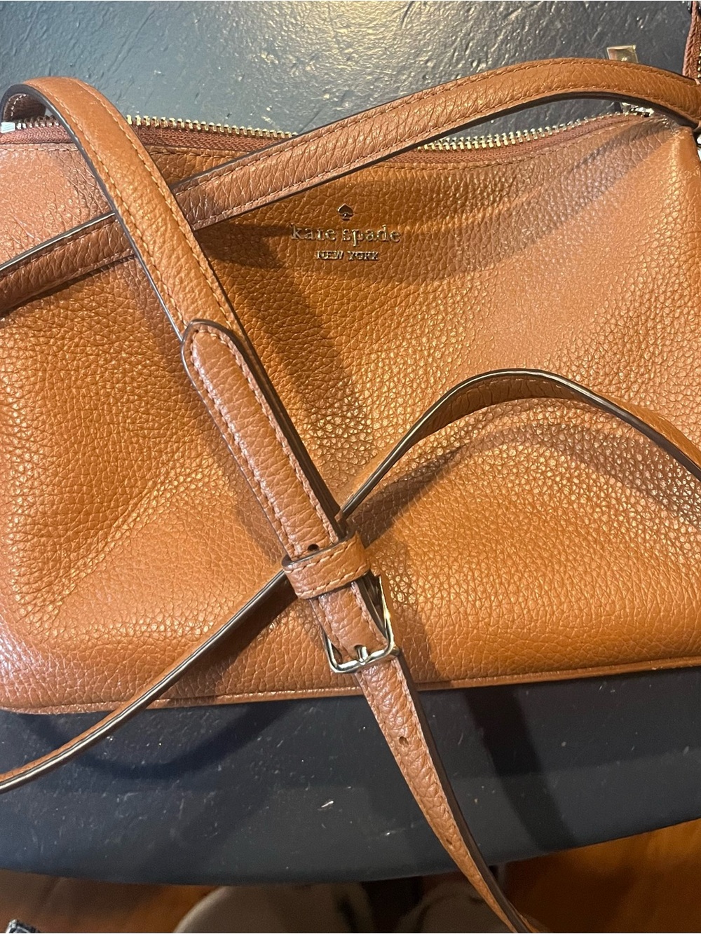 Kate Spade Pebbled Leather Crossbody in Cognac Brown